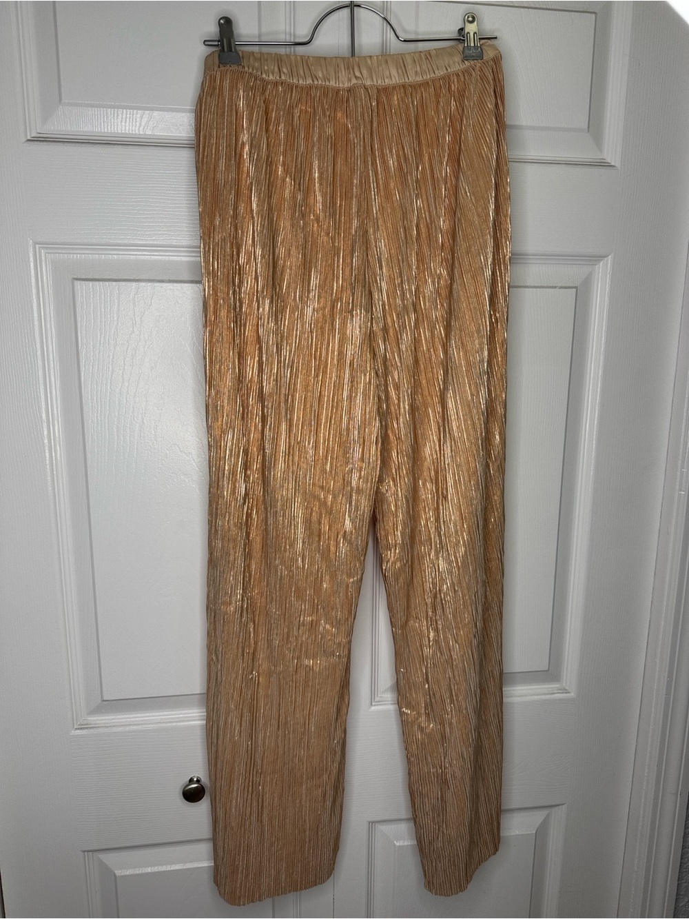 Victoria's Secret Metallic Pleated Wide-Leg Pants - Champagne Gold - Picture 2 of 3